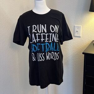 Caffeine, Softball & Cuss Words Tee - M